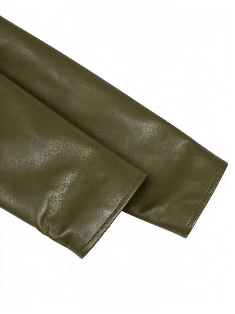 Command Attention Cropped Faux Leather Jacket - Taydiane