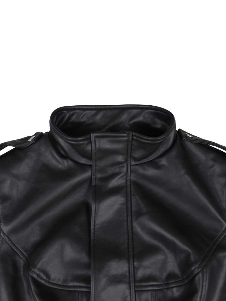 Command Attention Cropped Faux Leather Jacket - Taydiane