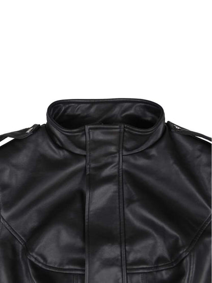 Command Attention Cropped Faux Leather Jacket - Taydiane