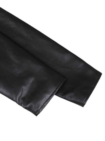 Command Attention Cropped Faux Leather Jacket - Taydiane