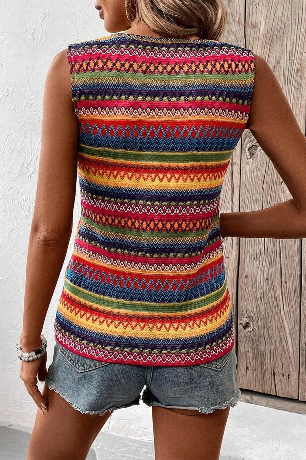 Contrast Round Neck Tank - TayDiane