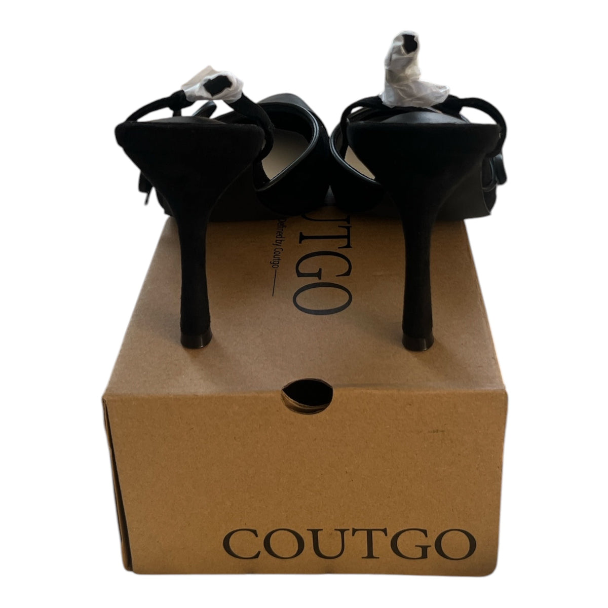 Coutgo Black Bow Pointed-Toe Slingback Heels – Size 7 - Taydiane