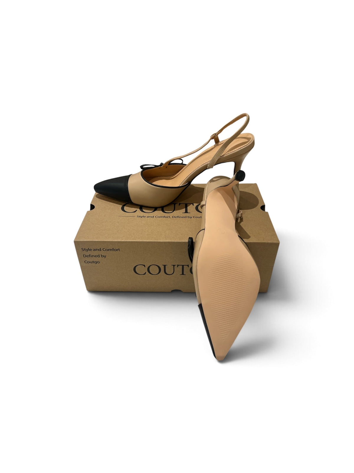 Coutgo Bow Detail Cap-Toe Slingback Pumps - Taydiane
