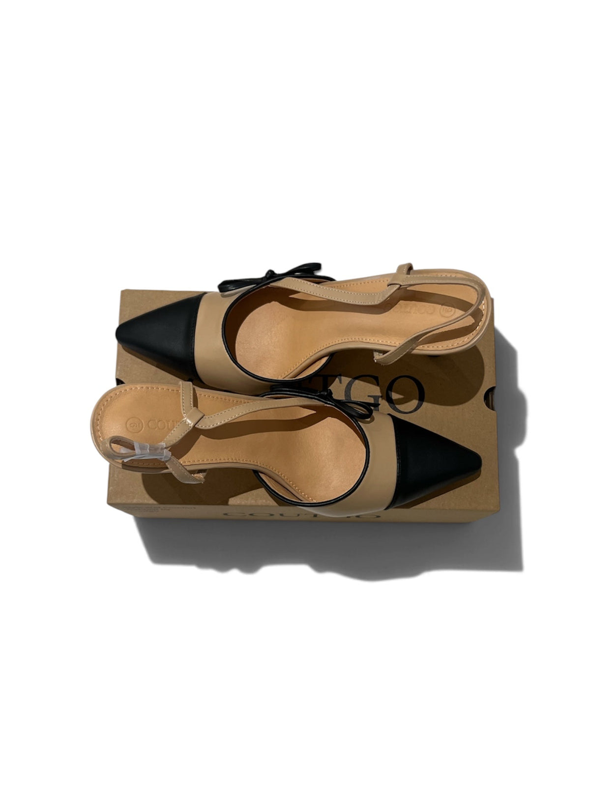 Coutgo Bow Detail Cap-Toe Slingback Pumps - Taydiane