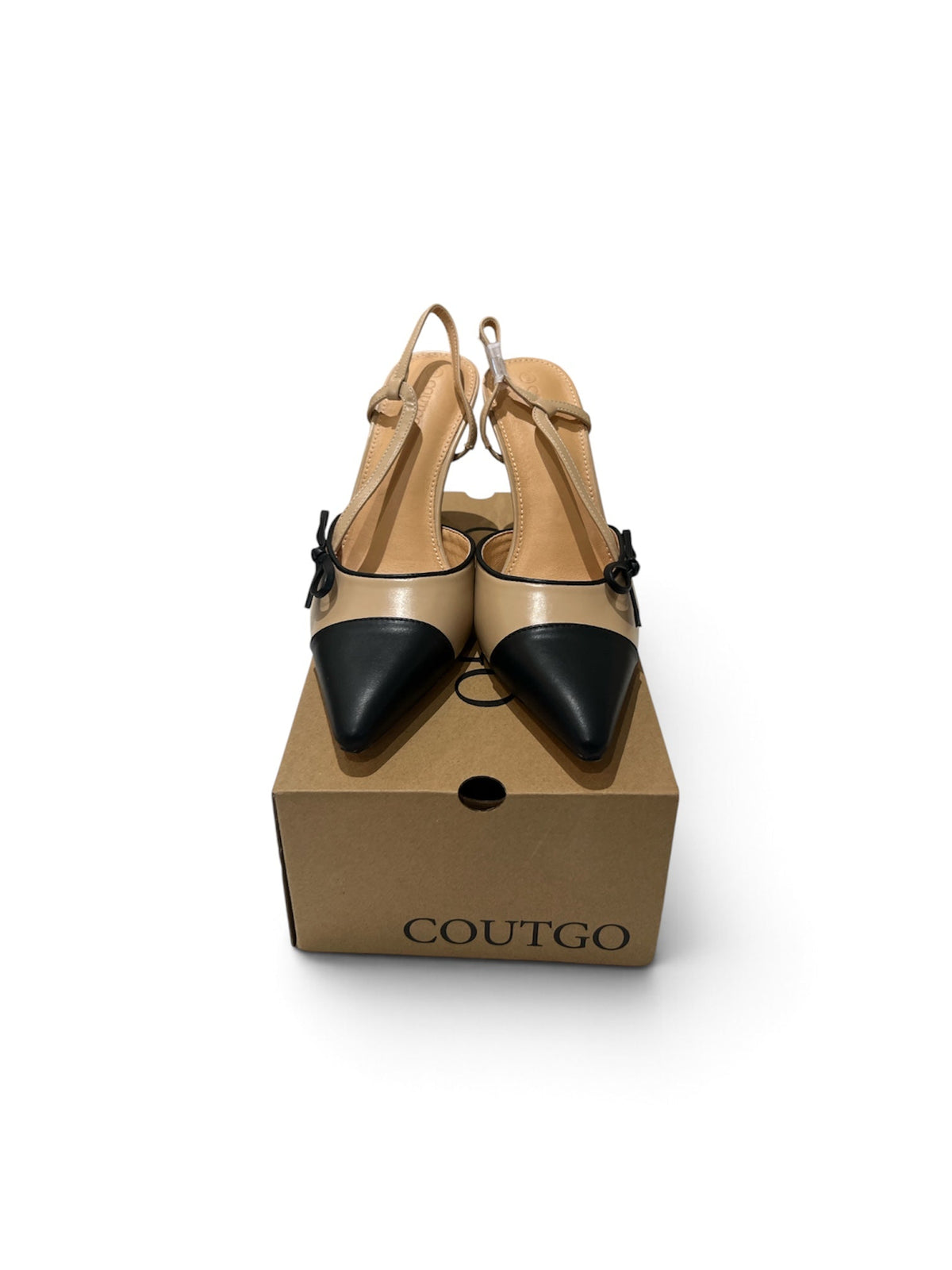 Coutgo Bow Detail Cap-Toe Slingback Pumps - Taydiane