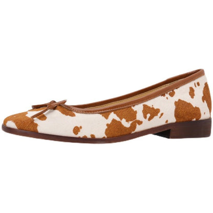 Cowgirl Chic Cow - Print Bow Ballet Flats - TayDiane