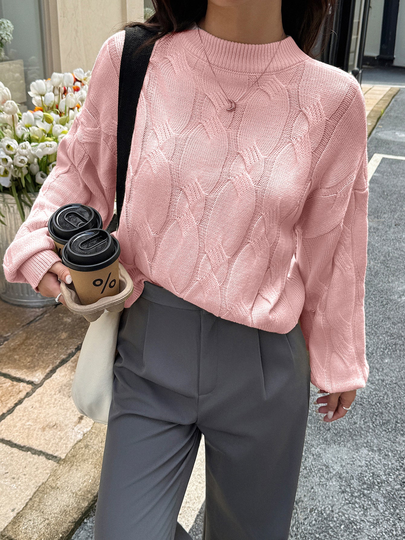 Cozy Cable - Knit Balloon Sleeve Sweater - TayDiane