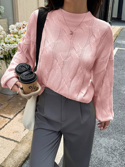 Cozy Cable - Knit Balloon Sleeve Sweater - TayDiane