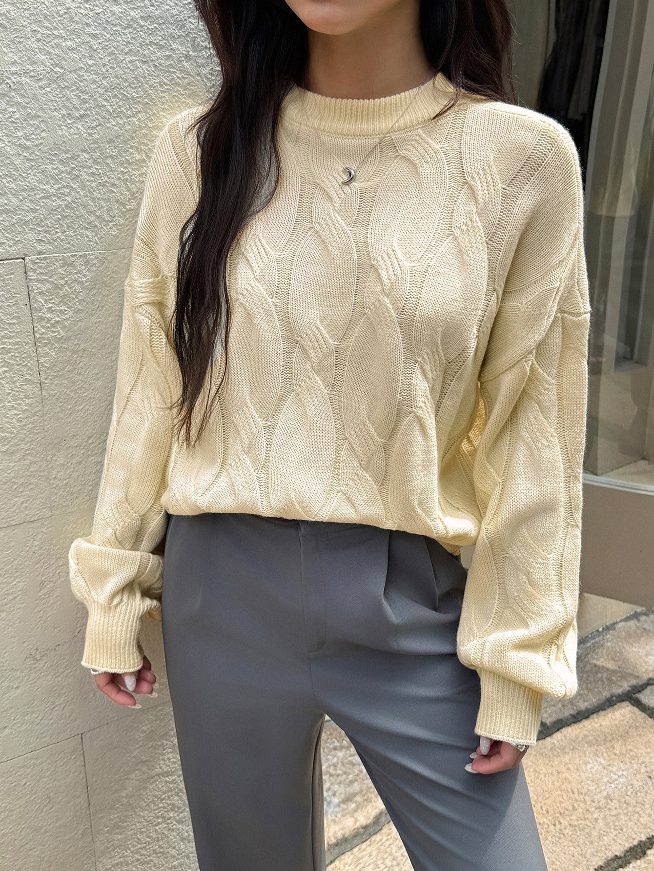 Cozy Cable - Knit Balloon Sleeve Sweater - TayDiane