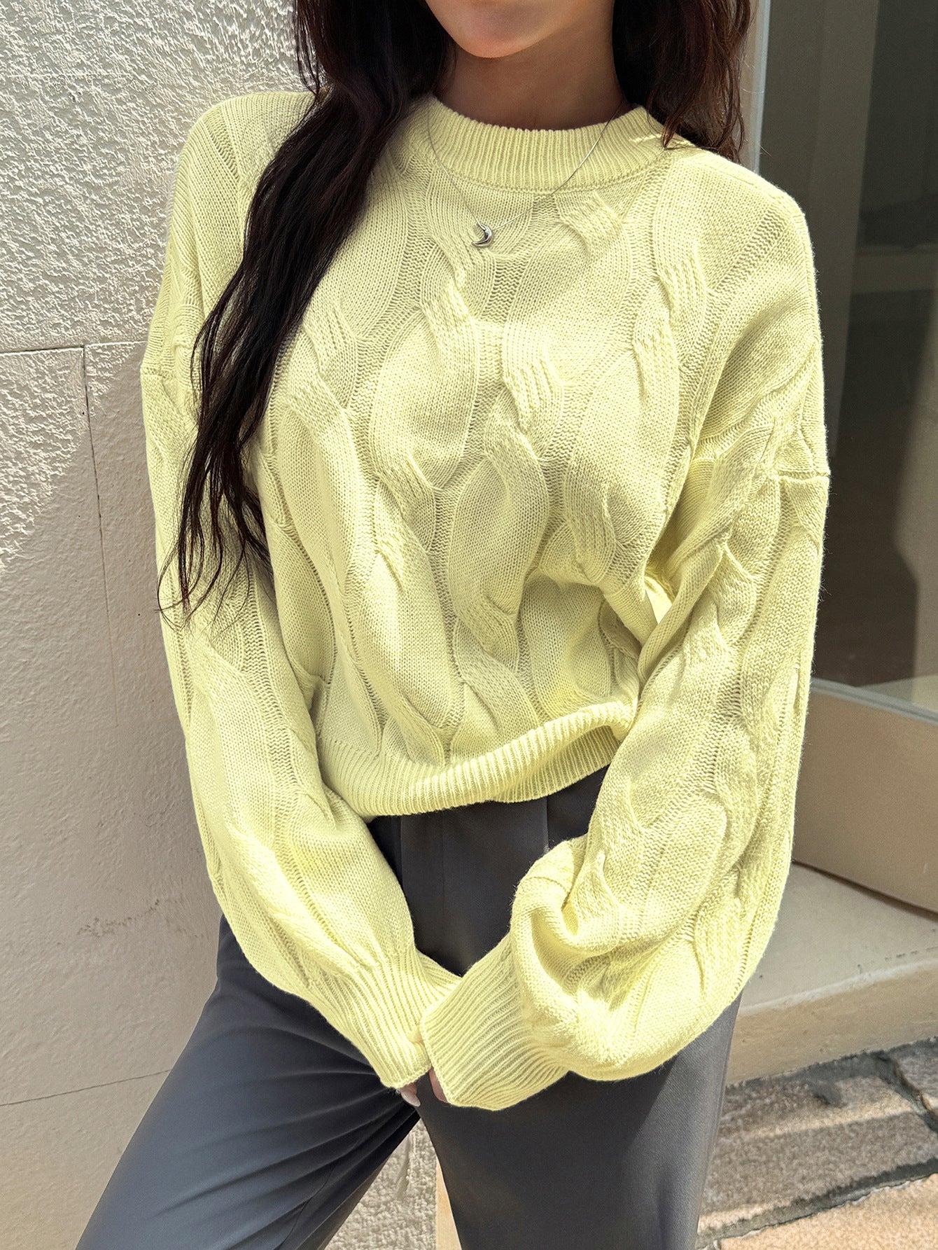 Cozy Cable - Knit Balloon Sleeve Sweater - TayDiane
