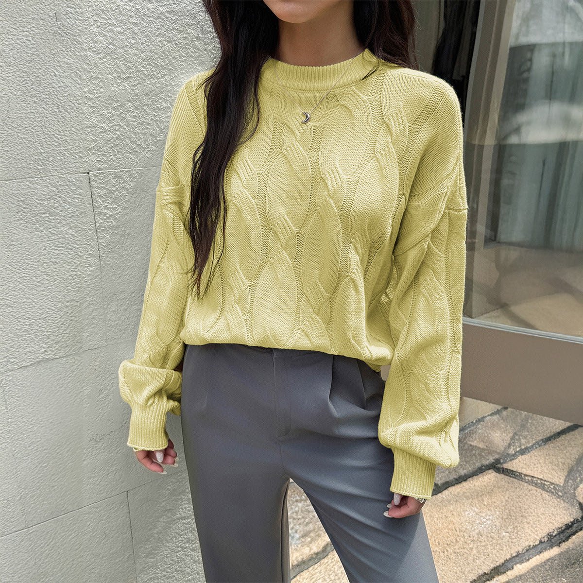 Cozy Cable - Knit Balloon Sleeve Sweater - TayDiane