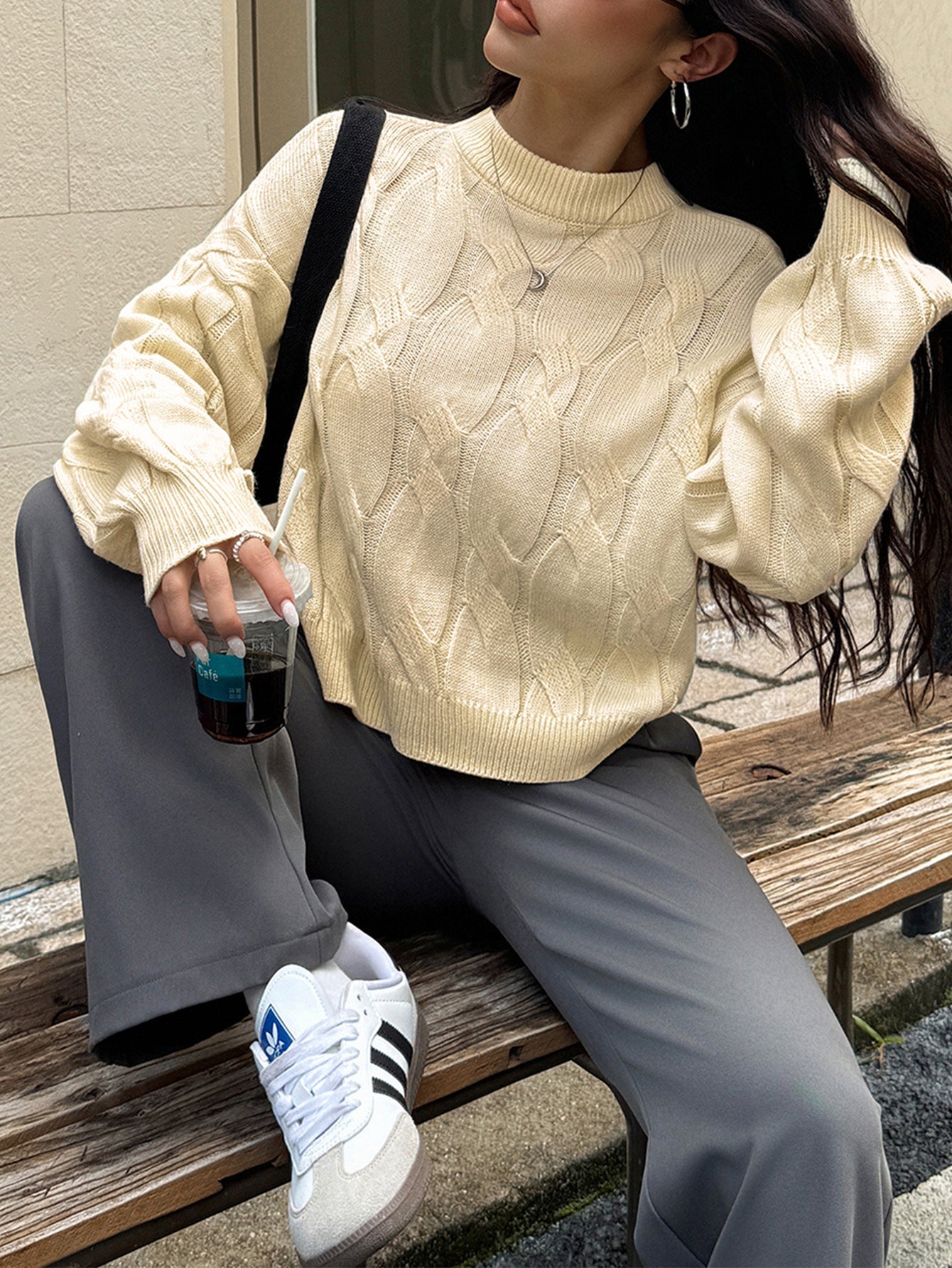 Cozy Cable - Knit Balloon Sleeve Sweater - TayDiane