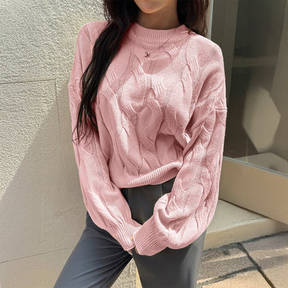 Cozy Cable - Knit Balloon Sleeve Sweater - TayDiane