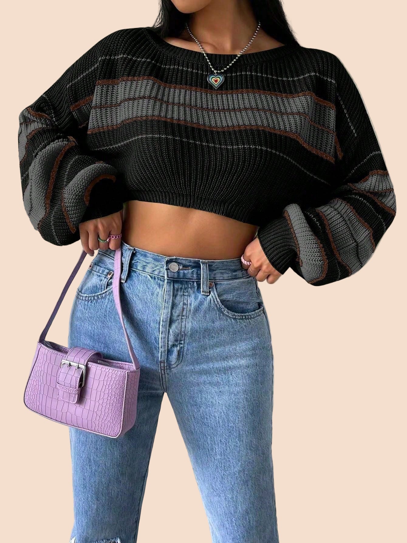 Cozy Striped Cropped Knit Sweater - TayDiane