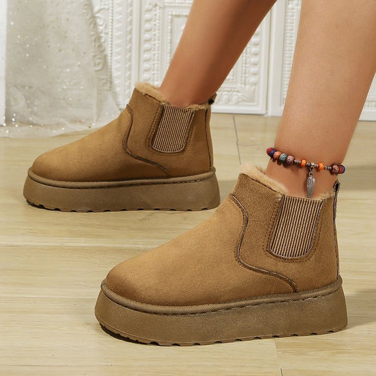 Cozy Suede Ankle Boots with Plush Lining - TayDiane