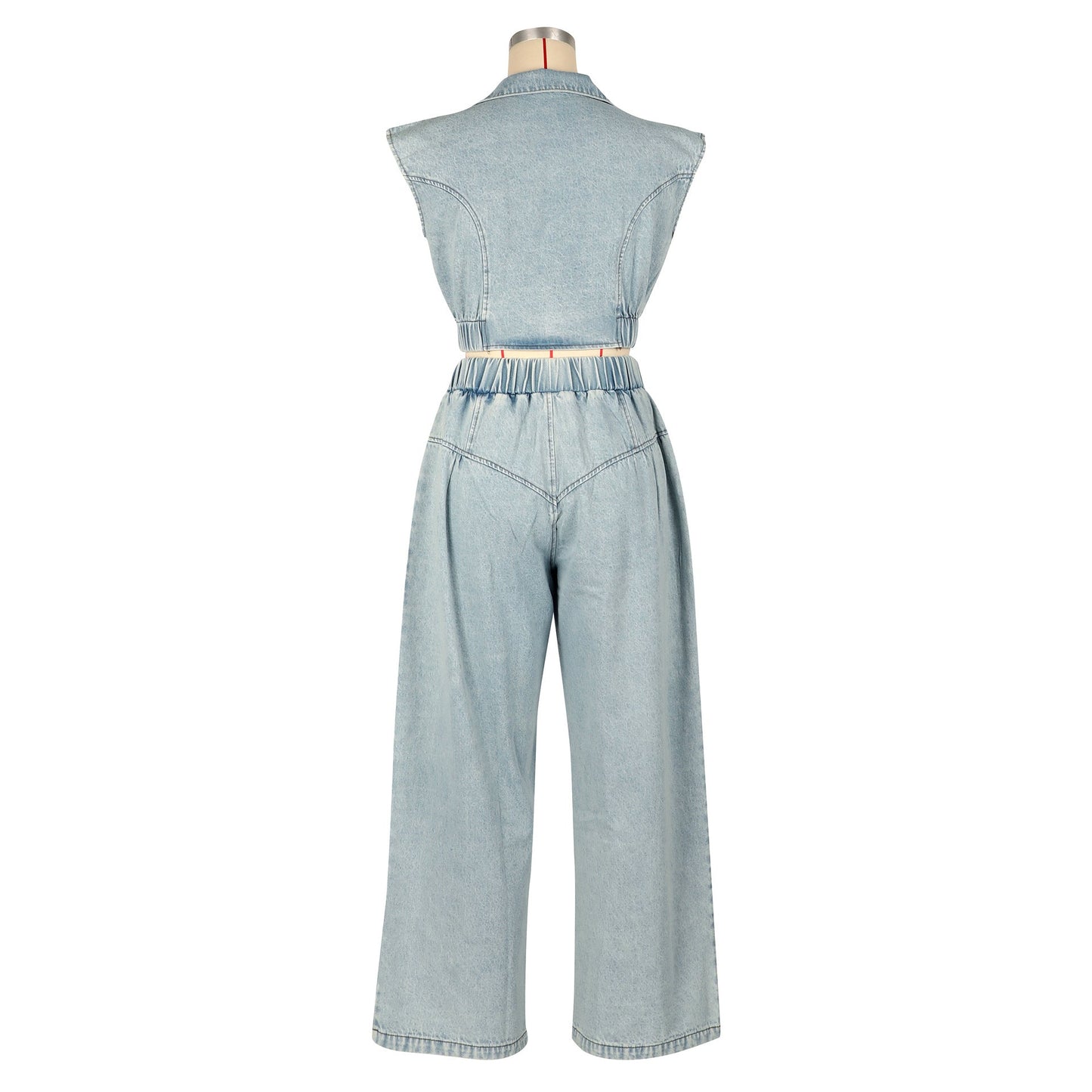Crop Top and Pants Denim Set - TayDiane