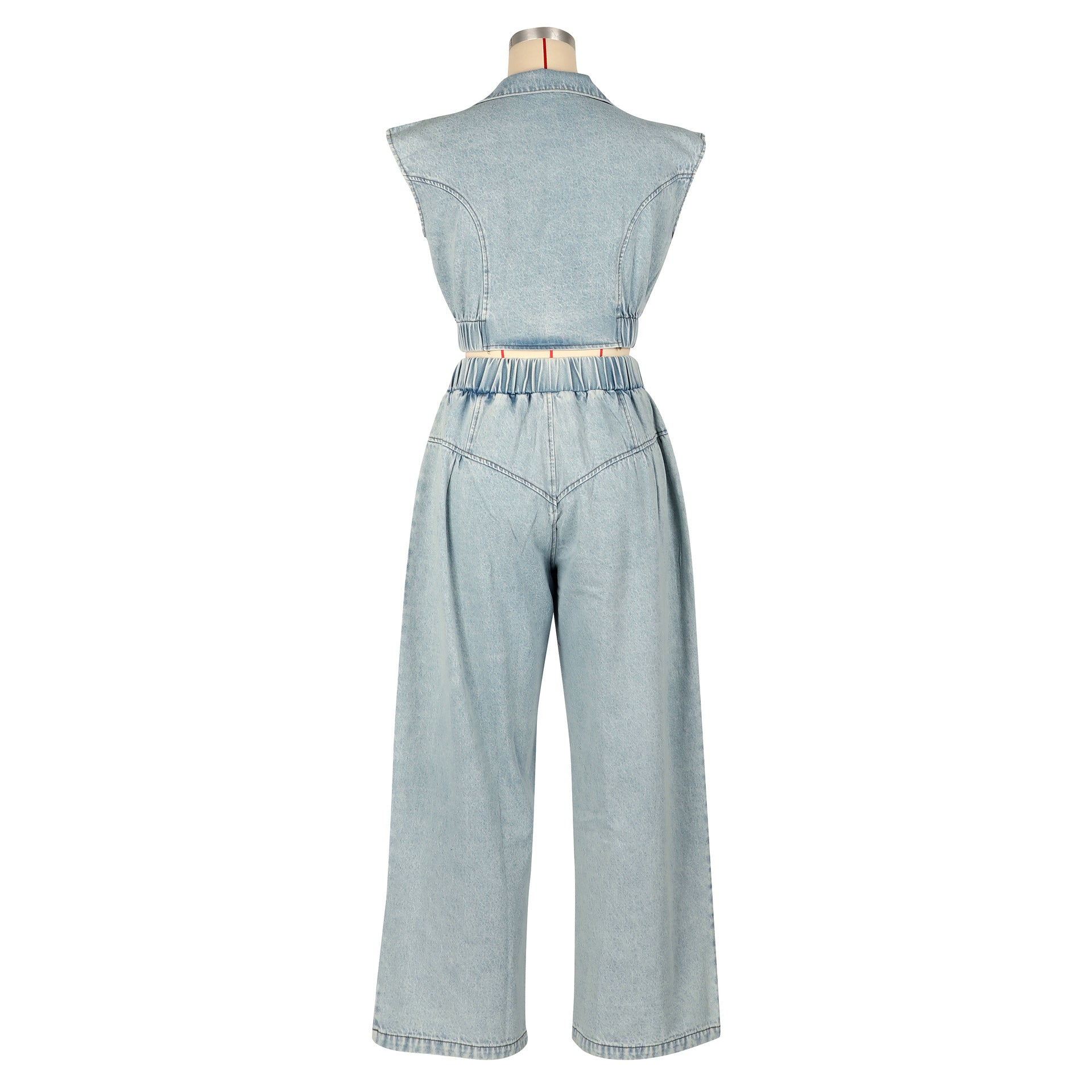Crop Top and Pants Denim Set - TayDiane