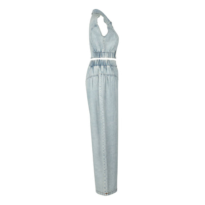 Crop Top and Pants Denim Set - TayDiane