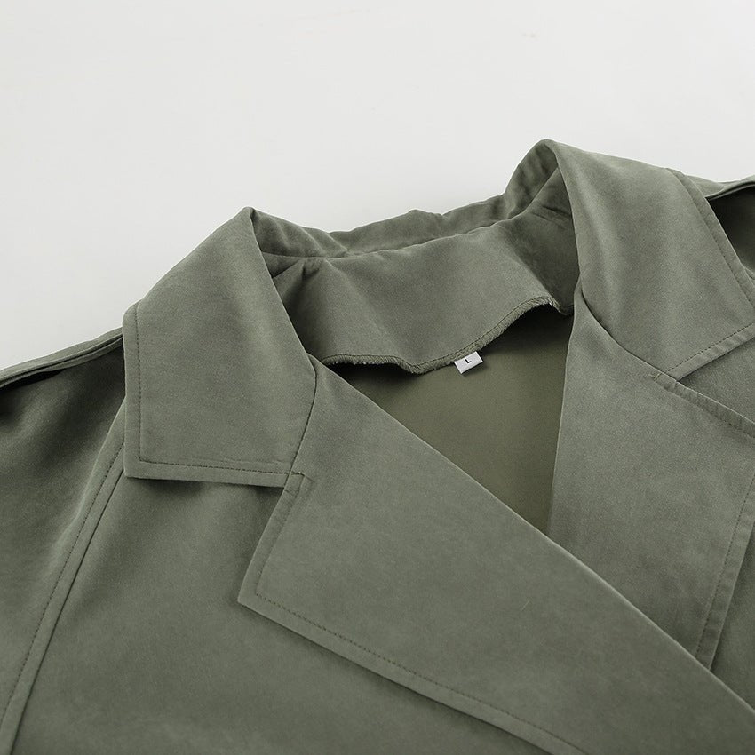 Cropped Autumn Trench Coat with Tie Detail - TayDiane