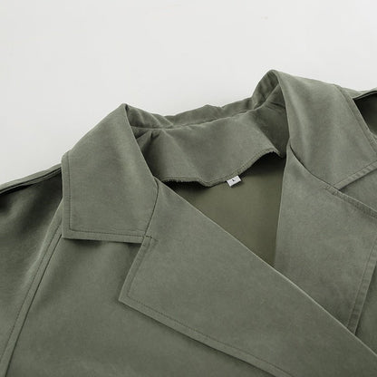 Cropped Autumn Trench Coat with Tie Detail - TayDiane