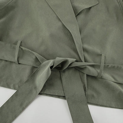 Cropped Autumn Trench Coat with Tie Detail - TayDiane