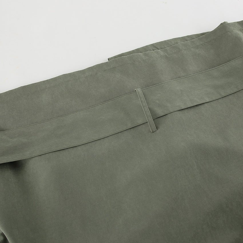 Cropped Autumn Trench Coat with Tie Detail - TayDiane
