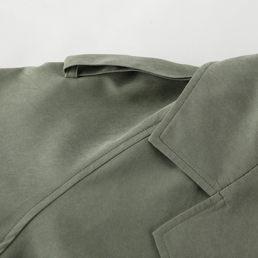 Cropped Autumn Trench Coat with Tie Detail - TayDiane