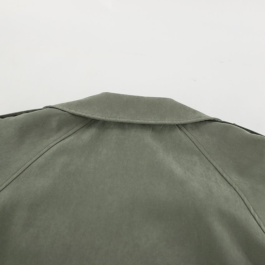 Cropped Autumn Trench Coat with Tie Detail - TayDiane