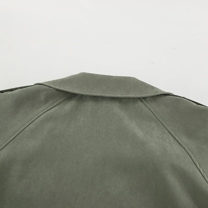 Cropped Autumn Trench Coat with Tie Detail - TayDiane