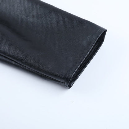 Cropped Faux Leather Moto Jacket - Black - TayDiane