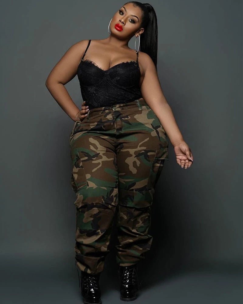 Curvy Camouflage Casual Pants - TayDiane