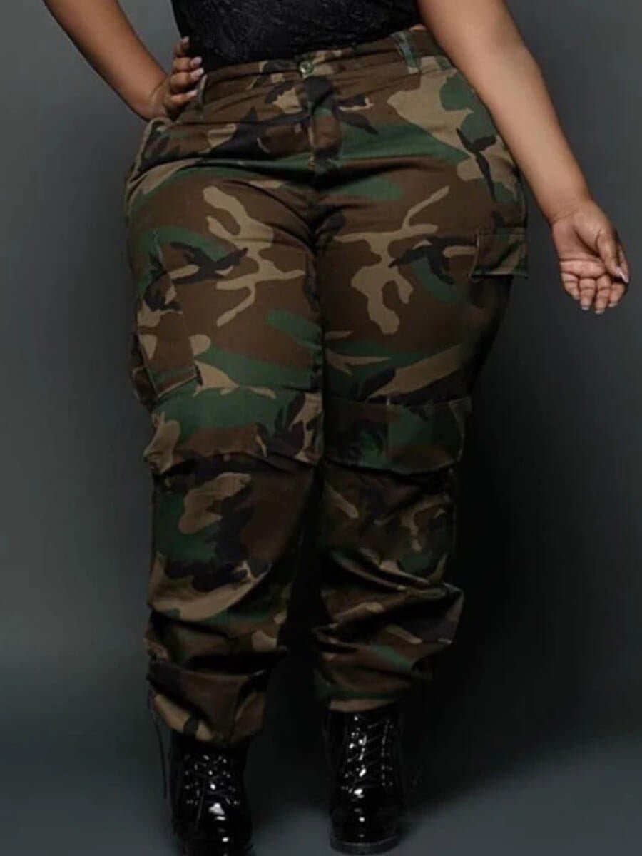 Curvy Camouflage Casual Pants - TayDiane