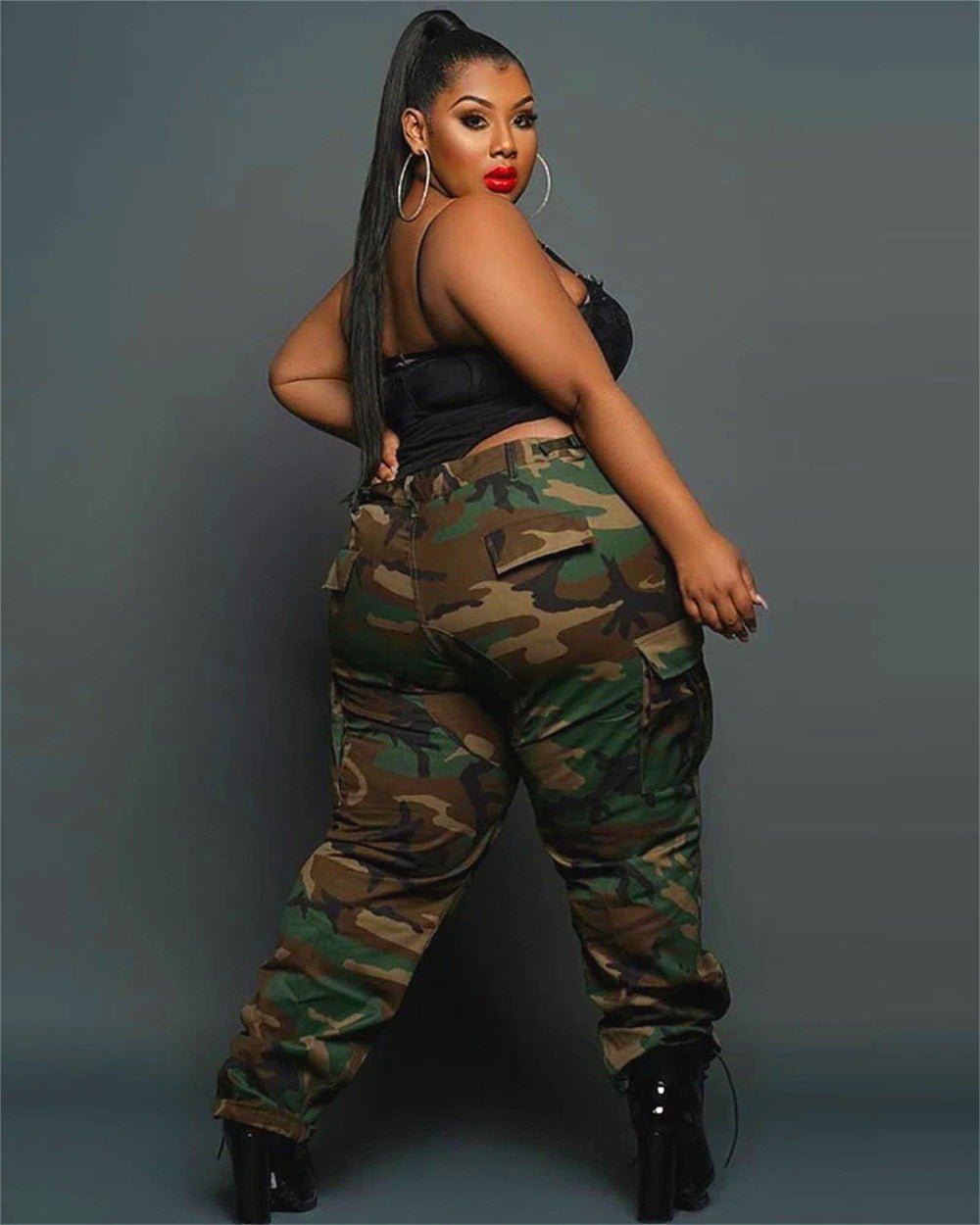 Curvy Camouflage Casual Pants - TayDiane