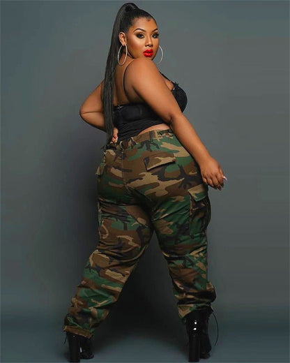 Curvy Camouflage Casual Pants - TayDiane