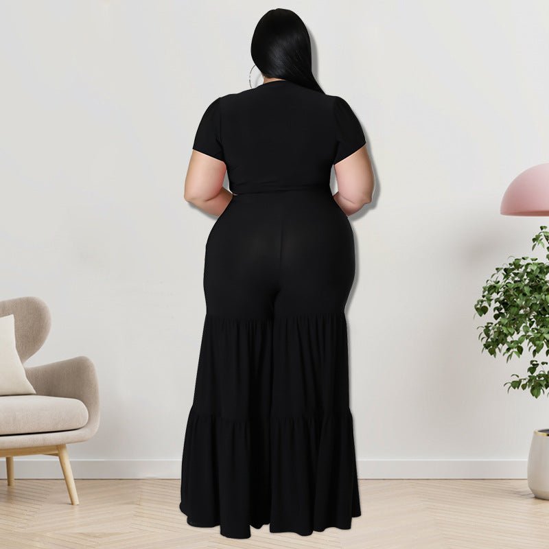 Curvy Cutout Two - Piece Wide - Leg Pants Set - TayDiane