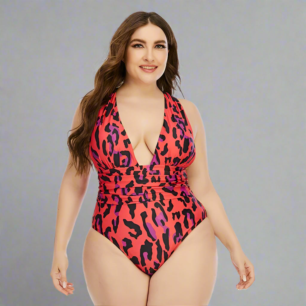 Curvy Leopard Print One - Piece Swimsuit - TayDiane