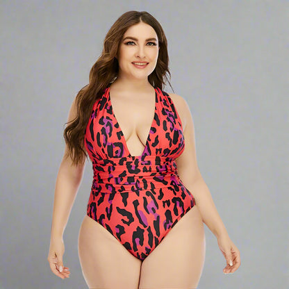 Curvy Leopard Print One - Piece Swimsuit - TayDiane