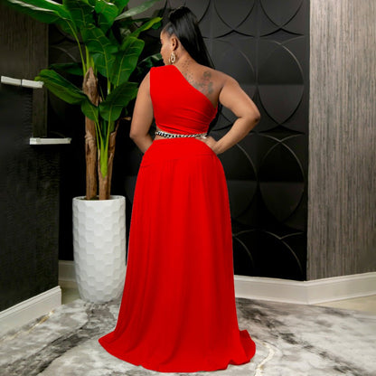 Curvy One - Shoulder Elegance Skirt Set - Taydiane
