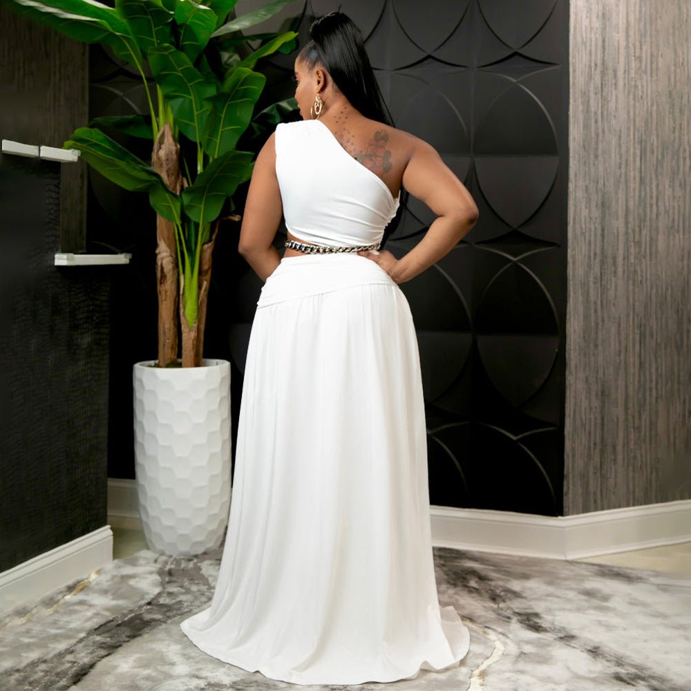 Curvy One - Shoulder Elegance Skirt Set - Taydiane