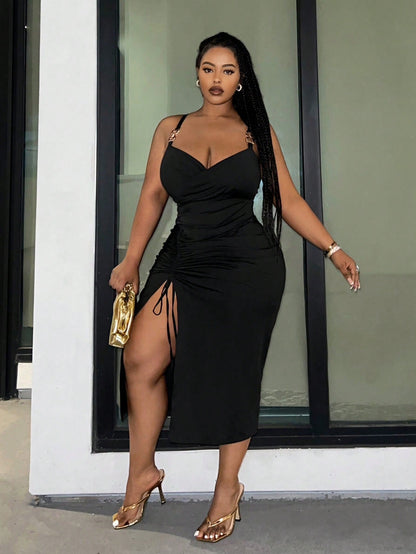 Curvy Sexy V - Neck Midi Dress - TayDiane