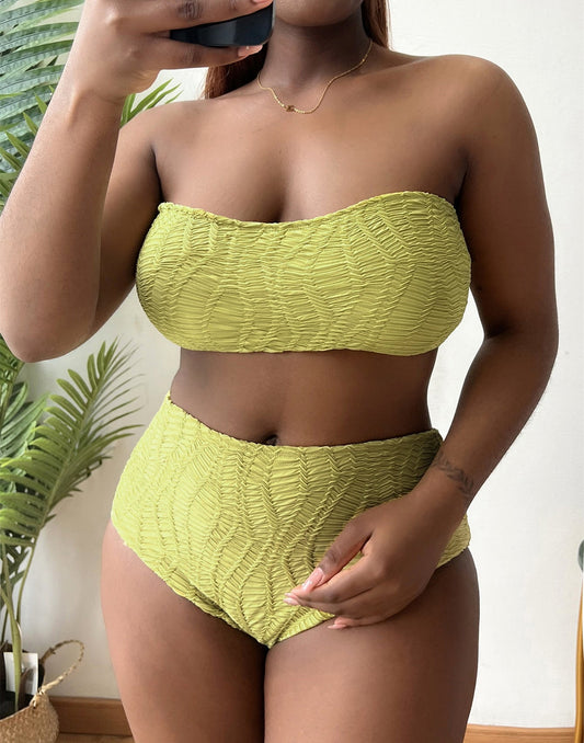 Curvy Tube Top High Waist Bikini Swimsuit - TayDiane