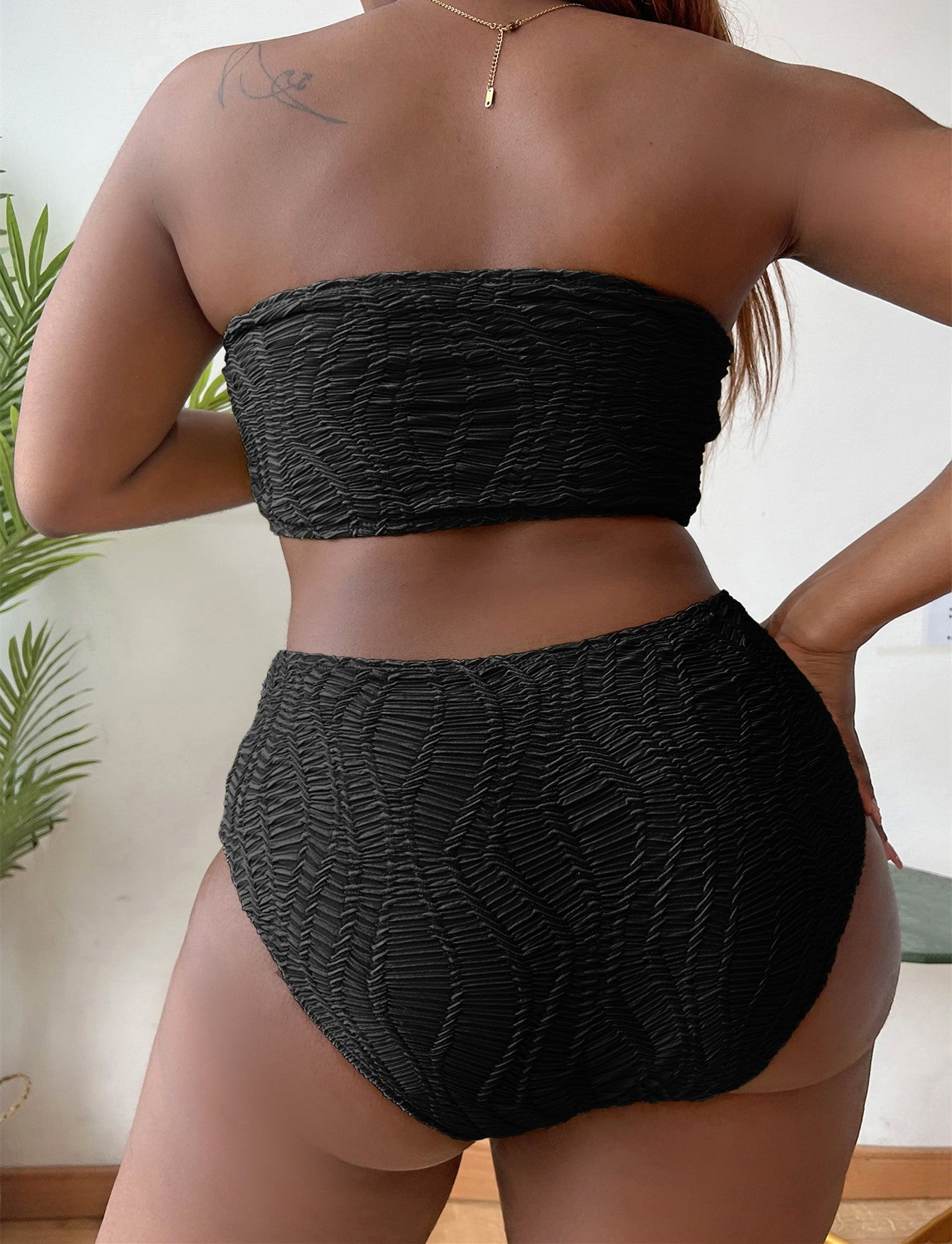 Curvy Tube Top High Waist Bikini Swimsuit - TayDiane