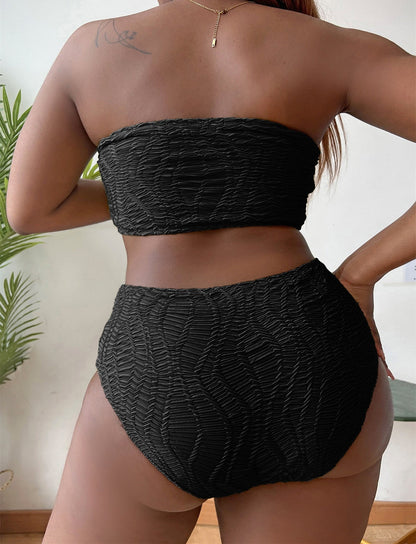 Curvy Tube Top High Waist Bikini Swimsuit - TayDiane