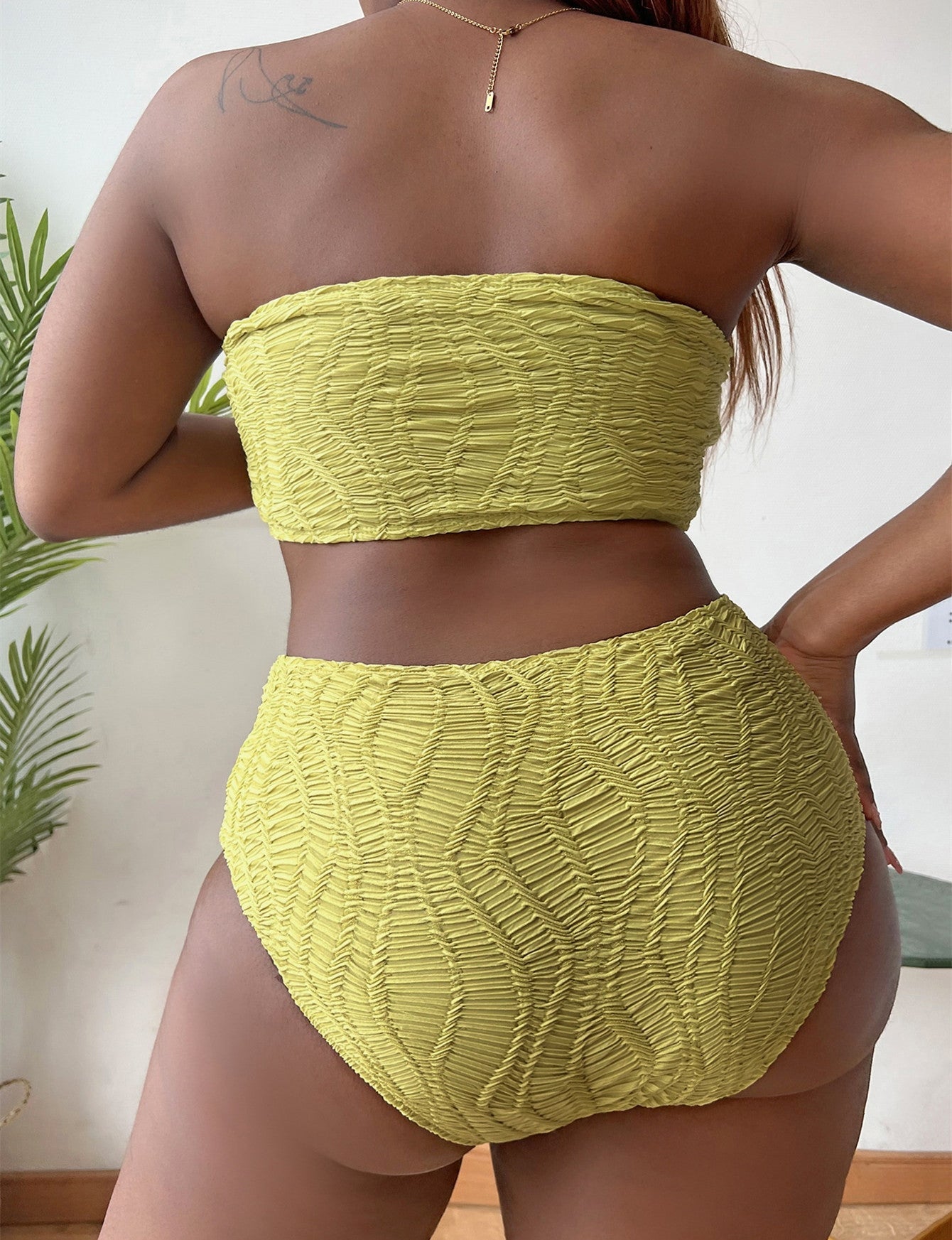 Curvy Tube Top High Waist Bikini Swimsuit - TayDiane