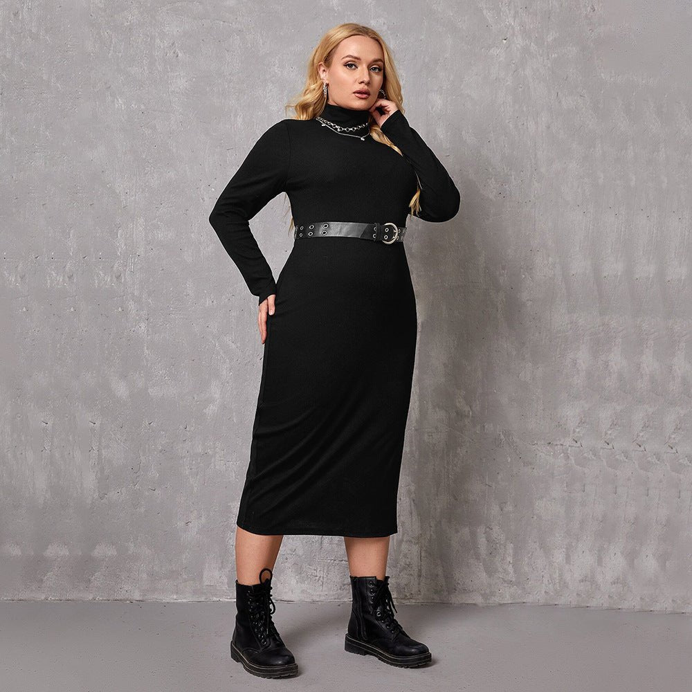 Curvy Women Intellectual Dress with Turtleneck - TayDiane