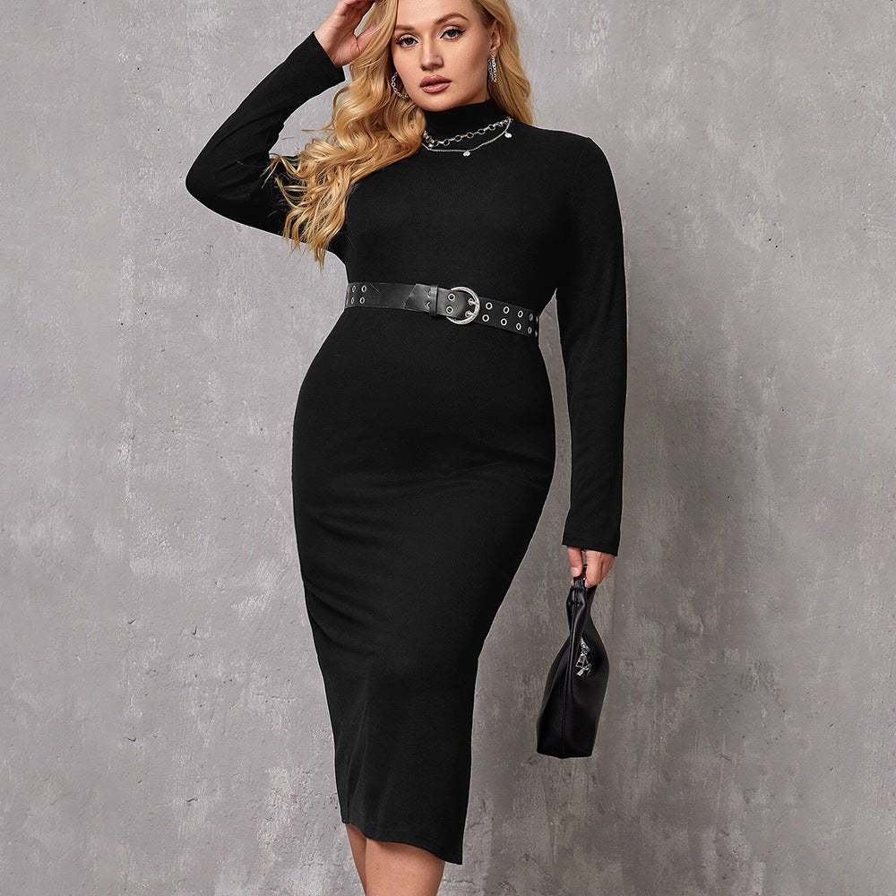 Curvy Women Intellectual Dress with Turtleneck - TayDiane
