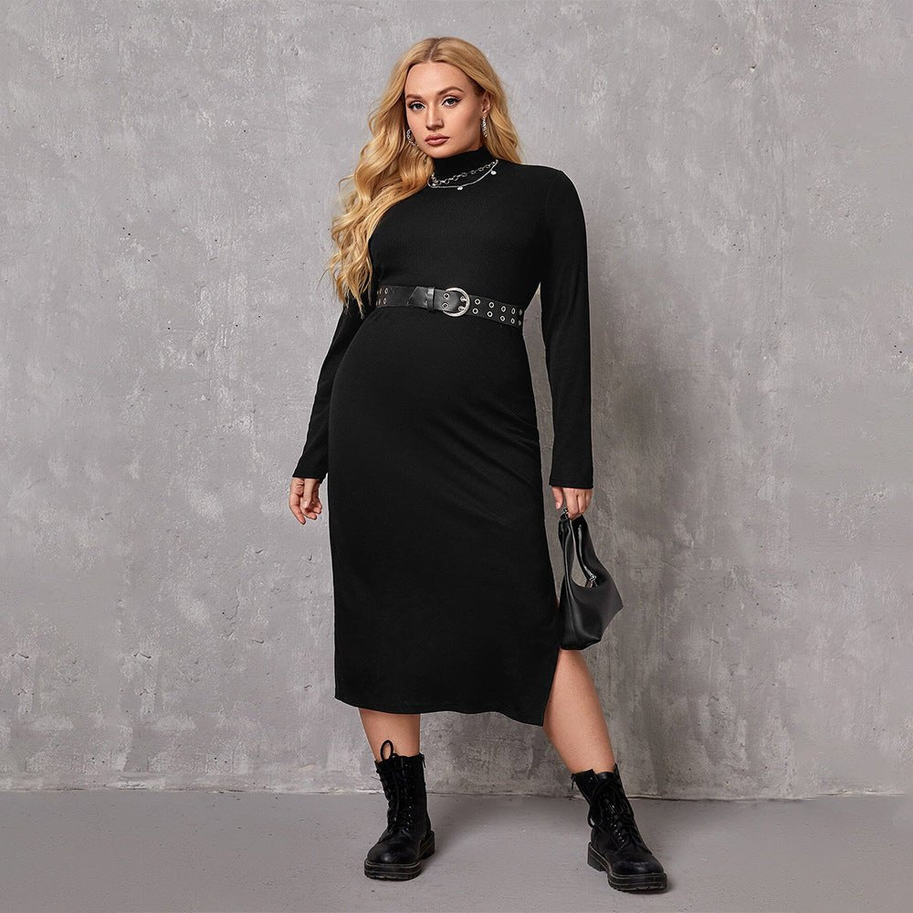 Curvy Women Intellectual Dress with Turtleneck - TayDiane