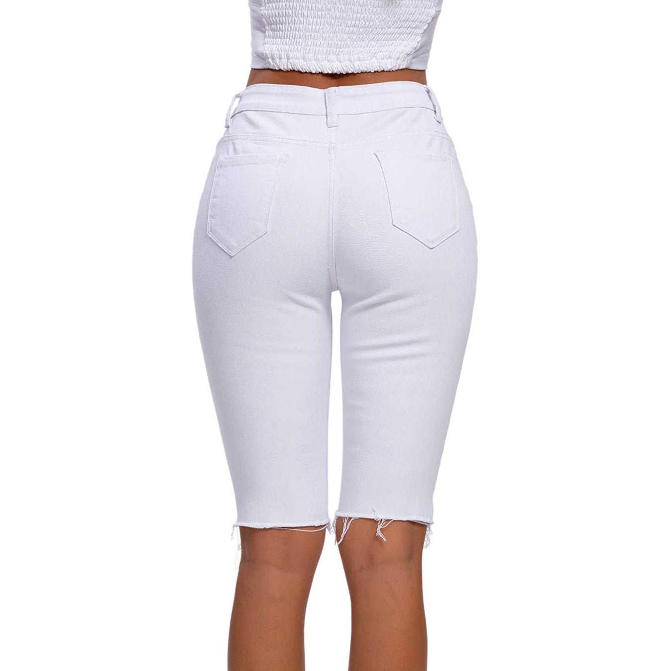 Cute Knee Length Denim Shorts - TayDiane