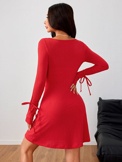 Cutout Dress with Split Details and Ties - TayDiane