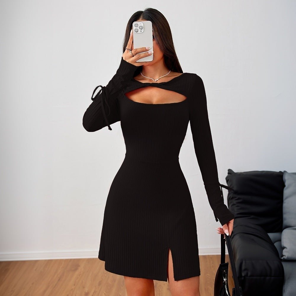 Cutout Dress with Split Details and Ties - TayDiane